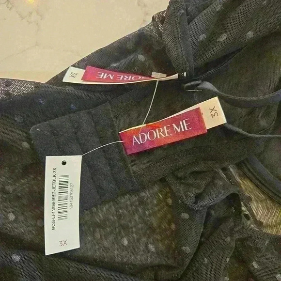 NWT Adore Me Chemise Pantie Set Lingerie Sheer Black Size 3X Womens - Picture 7 of 9